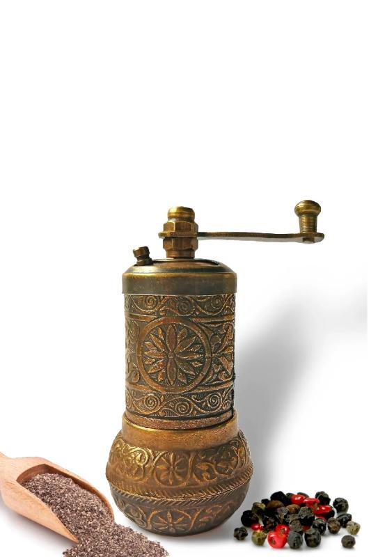 Otantik Toplu Karabiber Öğütücü Zamak Değirmen Antik Yeşil
