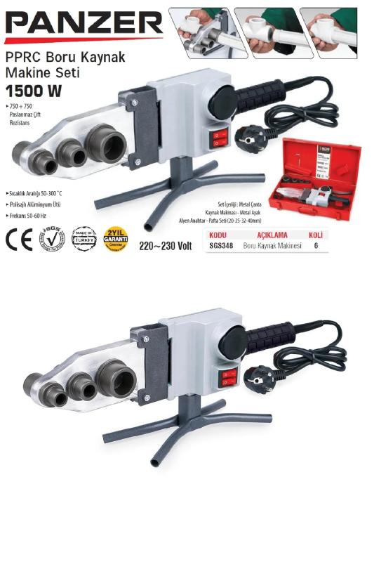 Panzer Metal Çantalı Pprc Boru Kaynak Makinesi 1500W Çift Rezistanslı Pafta Seti Alyan 50-60 Hz