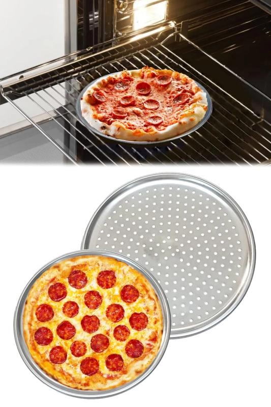 Paslanmaz Çelik Pizza Tepsisi Mega Boy 40 Cm Fırın Tepsisi