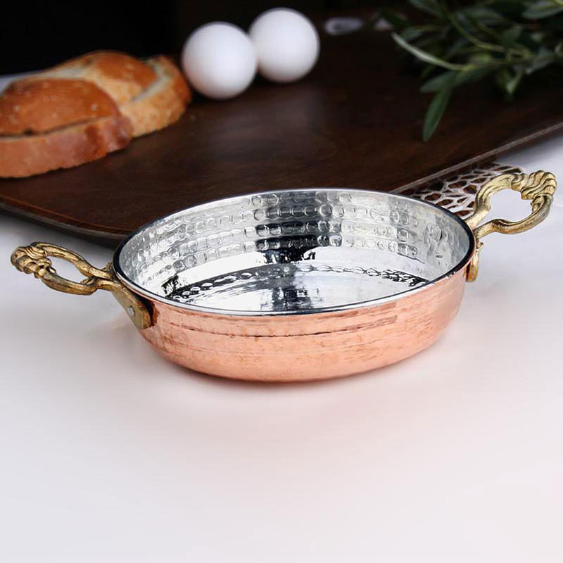 Biterse Çift Kulplu Bakır Sahan 14 Cm