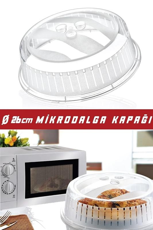 Plastik Mikrodalga Fırın Koruma Kapağı Tabak Üstü Kapatıcı Kapak Çap 26 Cm