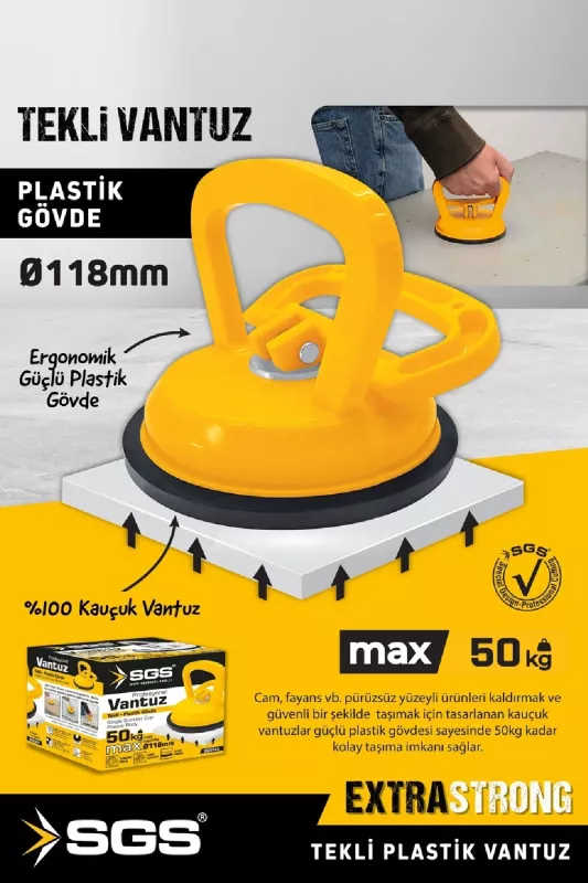 SGS 944 Plastik Tekli Vantuz 50kg Cam Seramik ve Ayna Taşıyıcı