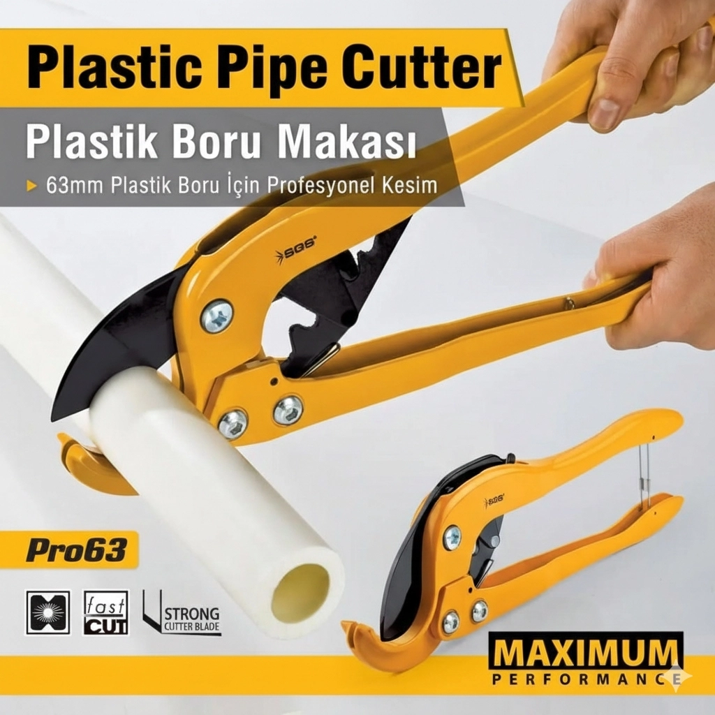 SGS Pro63 Profesyonel Boru Makası 63mm SGS1016 Alüminyum Gövde