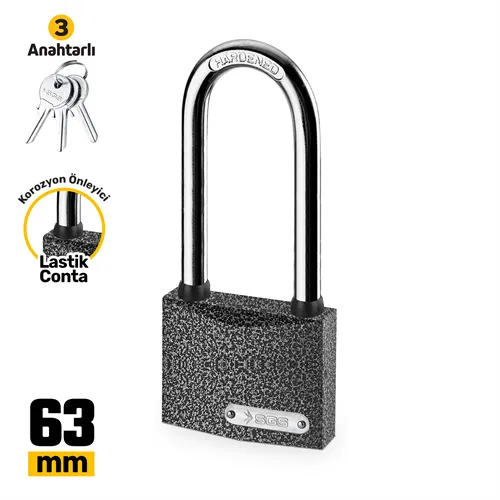 ASMA KİLİT GRİ BOYALI UZUN KANCA 63MM