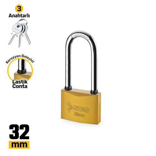ASMA KİLİT SARI BOYALI UZUN KANCA 32MM