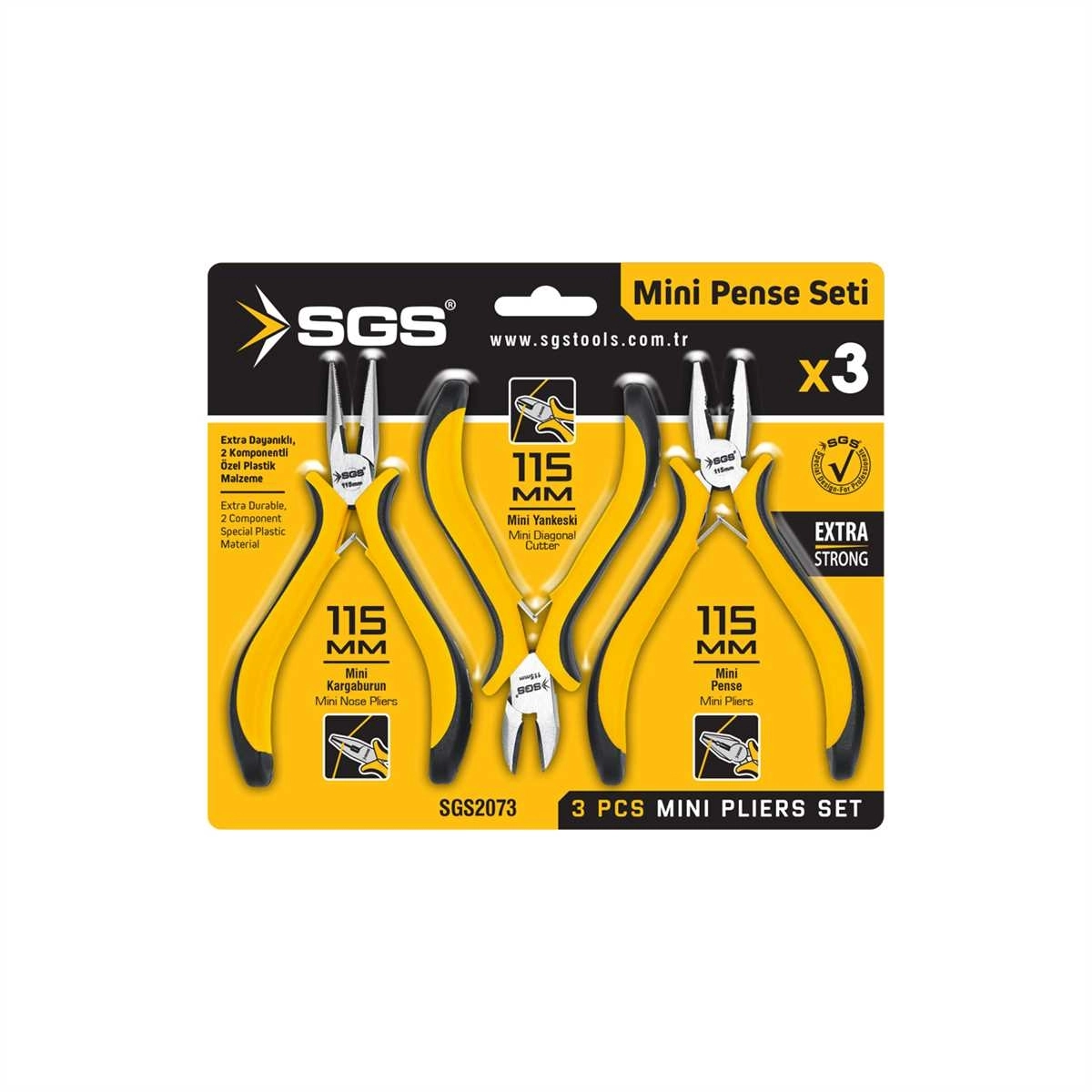 SGS2073 Profesyonel 3 Parça Mini Pense Seti 115mm Hassas İşler İçin Ultra Dayanıklı Çözüm