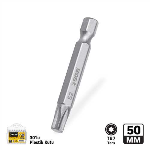 TORX UÇLU BİTS S2 T27 50mm Sand-Pro Series