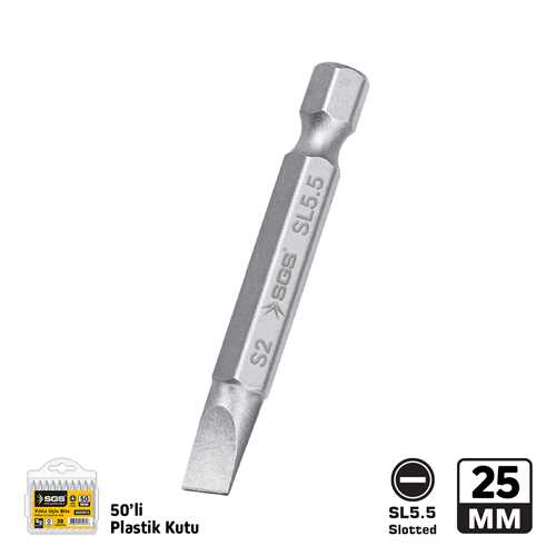 DÜZ UÇLU BİTS S2  SL5,5*25mm Sand-Pro Series