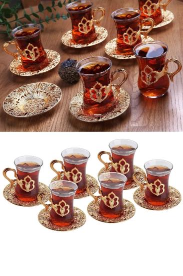 6 Kişilik Lüks Harman Çay Seti Otantik Çay Takımı