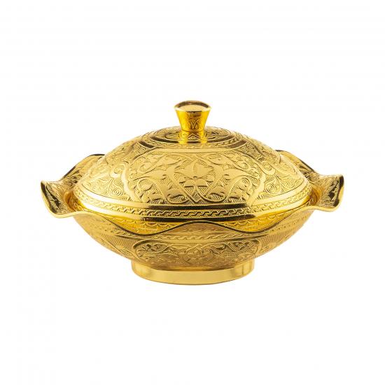 Lüks Otantik Hurmalık Şekerlik Lokumluk Gold Renk
