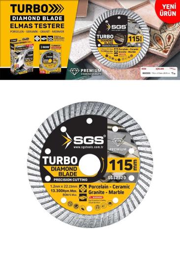 115 mm Turbo Elmas Testere Sulu ve Kuru Kesim İçin