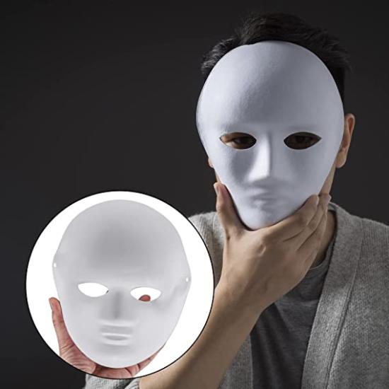 Beyaz Renk Boyanabilir Tam Yüz Cosplay Maske 24x18 cm