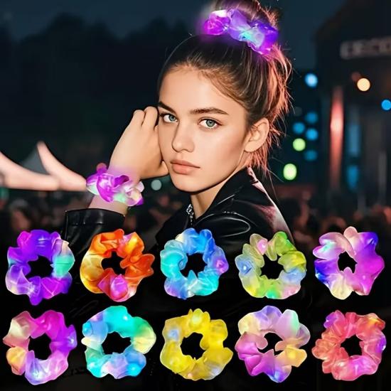 Soft Mavi Renk LED Işıklı Lastikli Saç Tokası - 3 Modlu