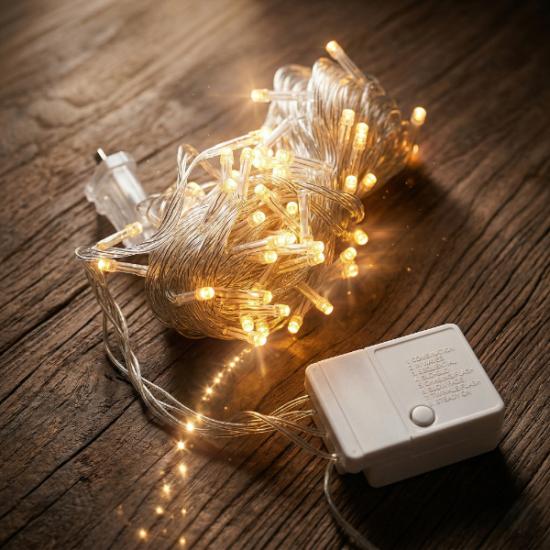 10m 100 Led Damla Uçlu Gün Işığı Şeffaf Kablo
