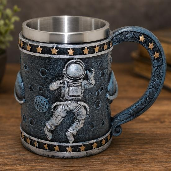 3D Astronot Tasarımlı Kupa Bardak - Çelik İç Yüzeyli - Uzay Teması