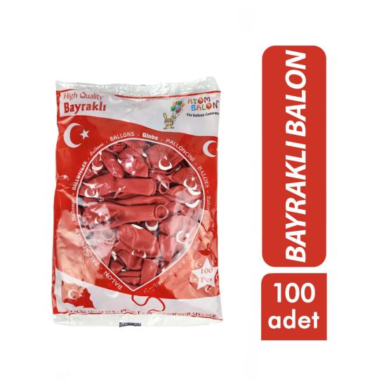Türk Bayraklı Balon - 100’lü Paket - 12 inç Boyut