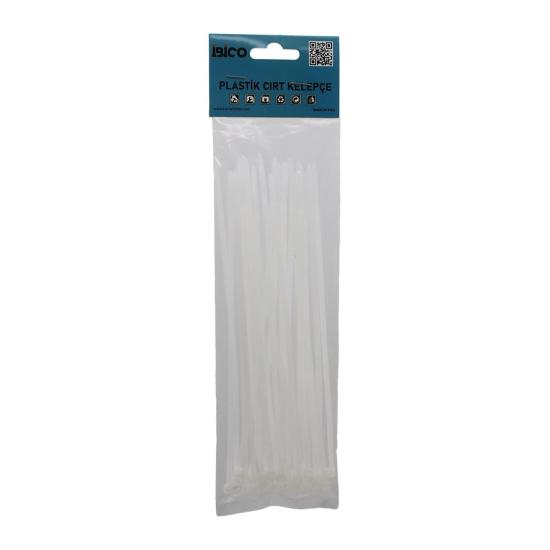25’li Cırt Kelepçe - Plastik - Beyaz Renk - Kablo Bağı