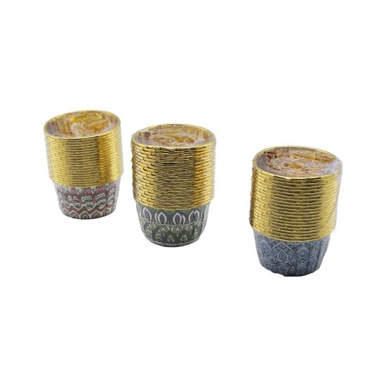 20’li Muffin Kek Kapsülü Seti - Kağıt - Gold - Folyolu