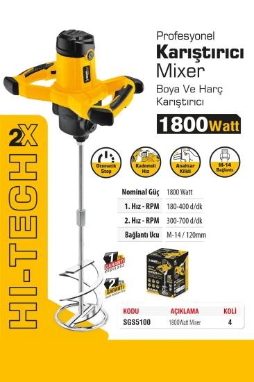 1800 Watt Profesyonel Çift Devirli Boya ve Harç Karıştırma Mikseri Karıştırıcı Mixer