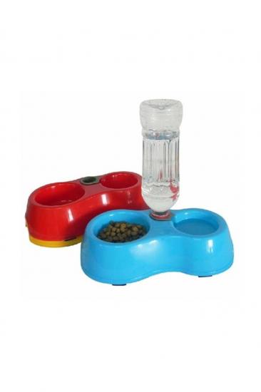 Pet Şişe Takılabilen Kedi Köpek Çift Taraflı Mama ve Su Kabı 1 LT Şişeler İle Uyumlu