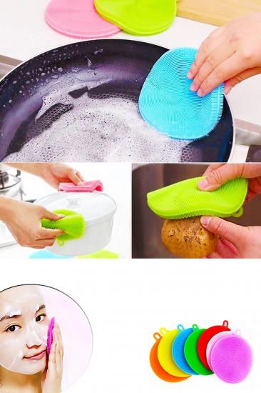 2 Adet Silikon Banyo Mutfak Temizleme Pedi Bulaşık Fırçası
