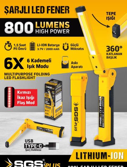 Şarjlı Led Fener Mıknatıslı Masa Çalışma Lambası
