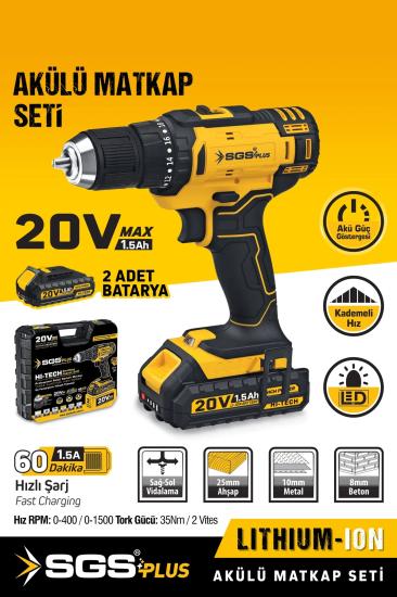 20V Çift Akülü Matkap Çantalı Şarjlı Matkap Seti
