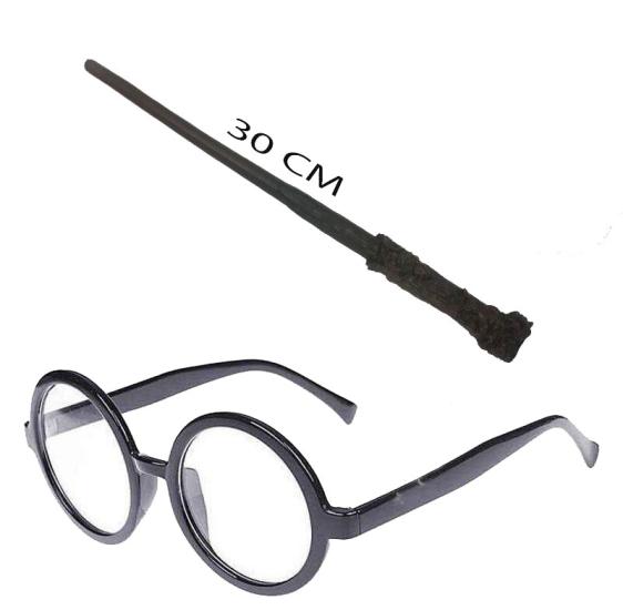 Harry Potter Asası ve Siyah Çerçeveli Gözlük Seti
