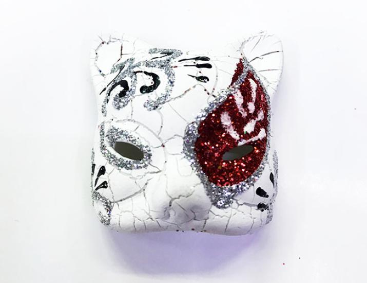 Kırmızı İşlemeli Seramik Venedik Kedi Magnet