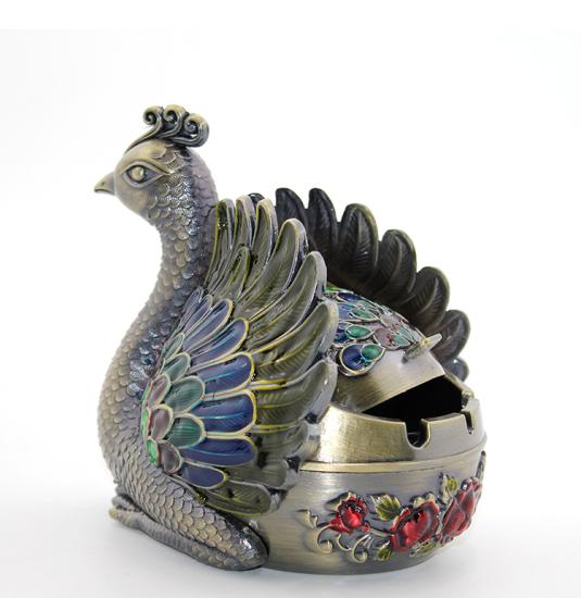 Metal Tavuskuşu Figürü Küllük