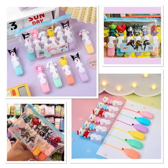 Kuromi, Hello Kitty Ve Süper Kahramanlı Fosforlu 6 ’lı Kalem Seti