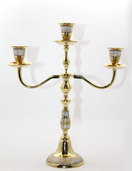 Pirinç Sedefli 3’lü Şamdan Model 2