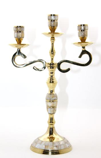 Pirinç Sedefli 3’lü Şamdan Model 3