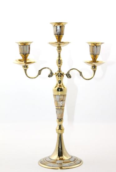Pirinç Sedefli 3’lü Şamdan Model 1