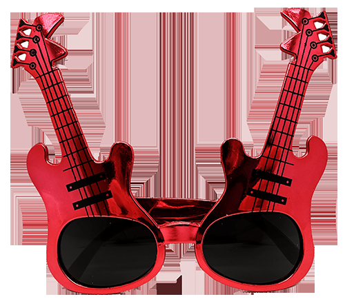 Kırmızı Renk Gitar Şekilli Parti Gözlüğü
