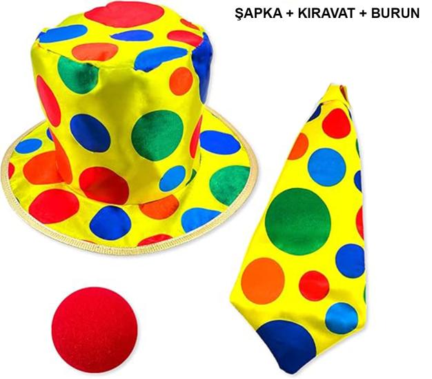 Renkli Palyaço Kostüm Seti – 3 Parça Aksesuar