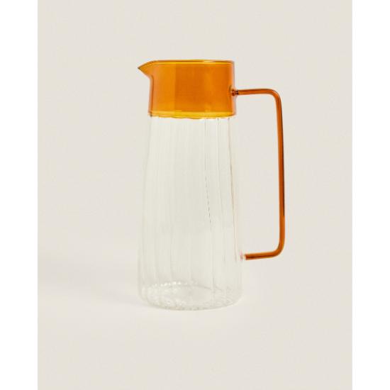 Turuncu Detaylı Cam Sürahi 1600 ml