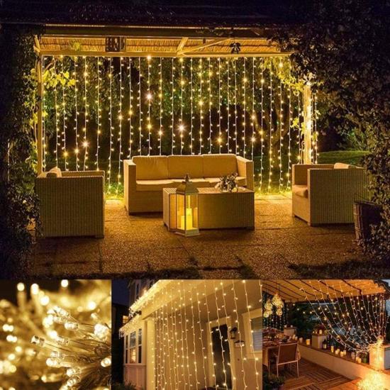 2x2 Perde Led Sarı Işık Plastik Kancalı
