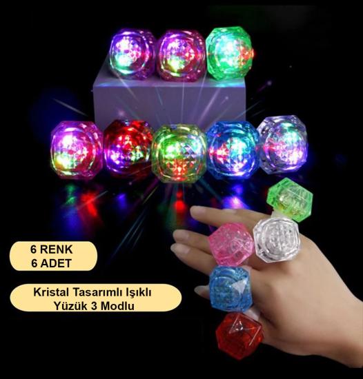 6’lı Kristal LED Parti Yüzük Seti
