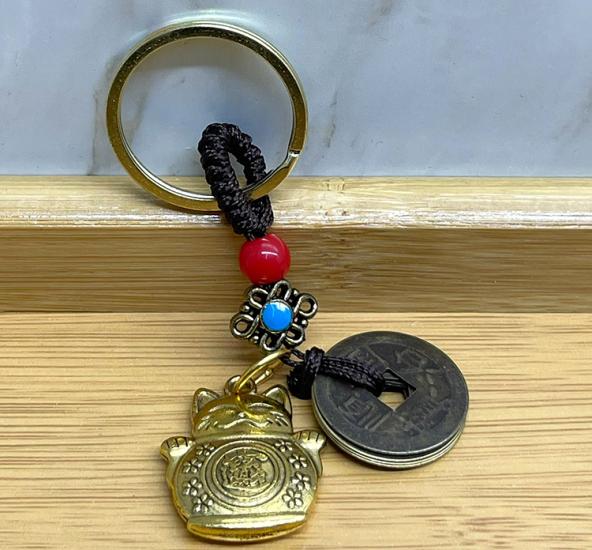 Metal Şans Ve Bereket Kedisi Anahtarlık Model 4