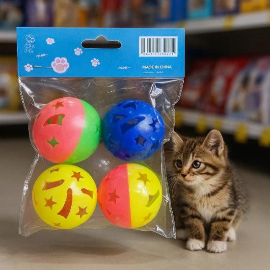 4’lü Çıngıraklı Top Kedi Oyuncağı