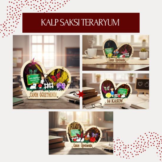 Kalp Saksı Teraryum - Öğretmenler Günü Hediyesi