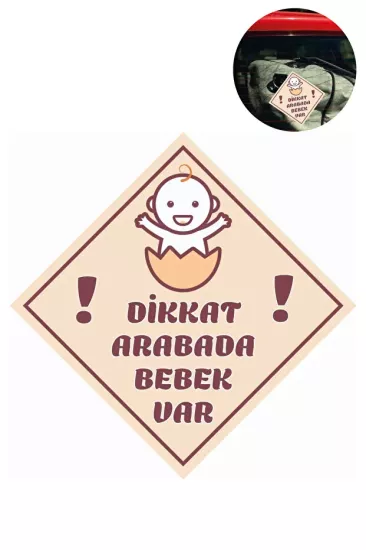 ’’Dikkat Arabada Bebek Var’’ Sticker – 10x10 Cm Folyo Baskılı Uyarı Etiketi