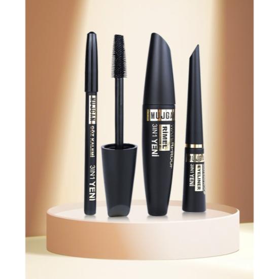 3’ü 1 Arada Göz Makyajı Seti - Eyeliner, Maskara, Kalem