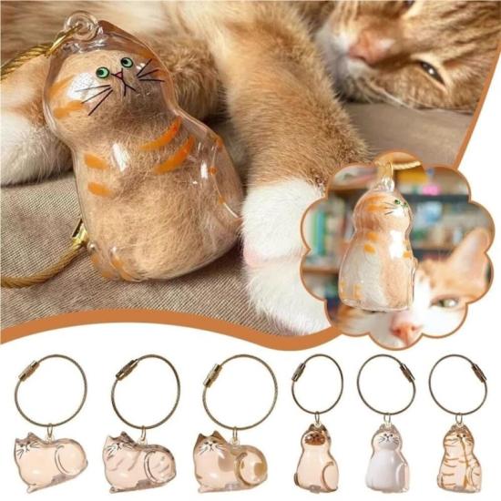 Kedi Şeffaf Anı Anahtarlığı - Kedi Figürlü - Karışık Model