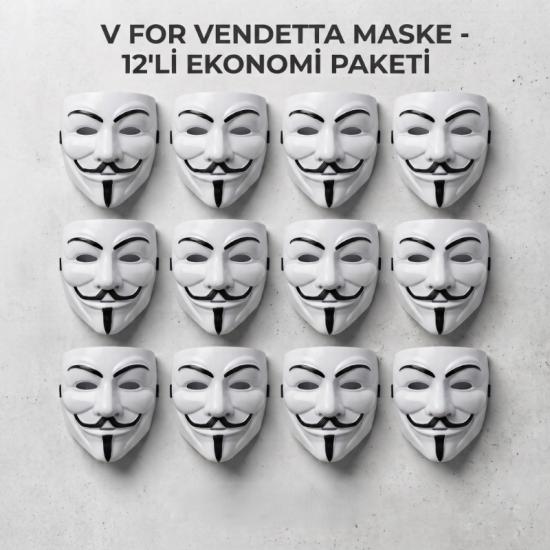 V for Vendetta Maskesi - 12’li Paket - Plastik