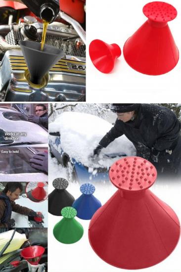 3 in 1 Araba Kar ve Buz Kazıyıcı Yakıt Doldurma Hunisi - Araba Kar ve Buz Kazıyıcı Koni