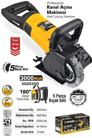 3000 Watt Profesyonel Kanal Açma Makinesi 6500 Rpm 133Mm Duvar Oluk Kanal Açma Makinesi 5 Bıçaklı