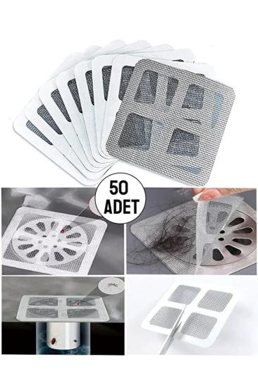 50 Adet Banyo Gider Süzgeci Kullan At Süzgeç Yapışkanlı Süzgeç