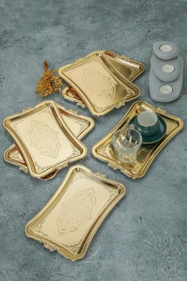 6 Adet Dekoratif Gold Metal Sunum Tepisisi